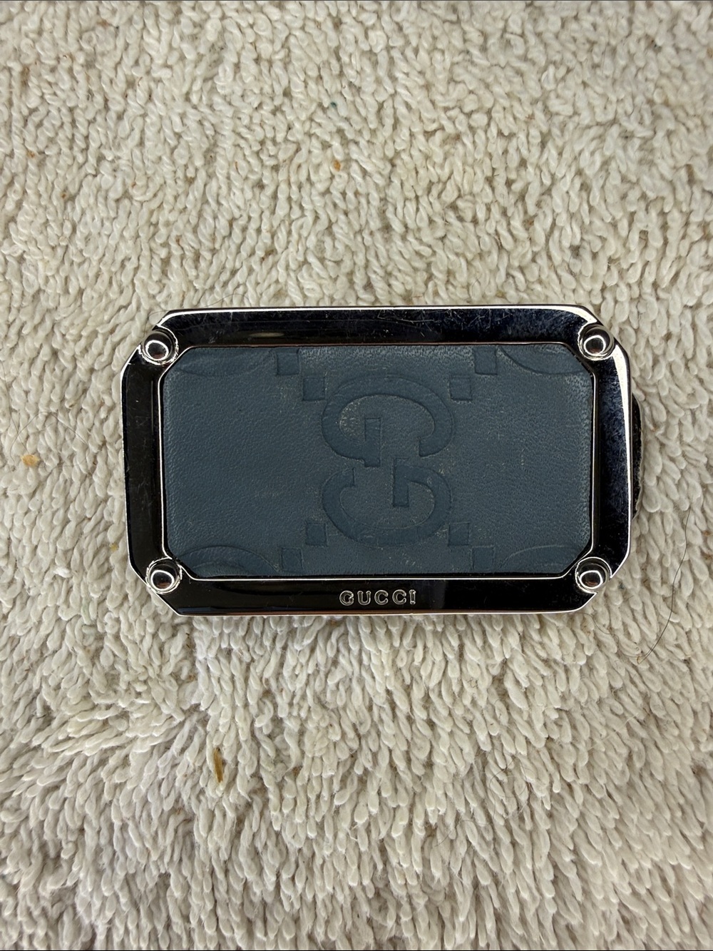 Gucci Guccissima GG Logo Leather Silver Tone Money Clip Wallet Accessory - Picture 2 of 6
